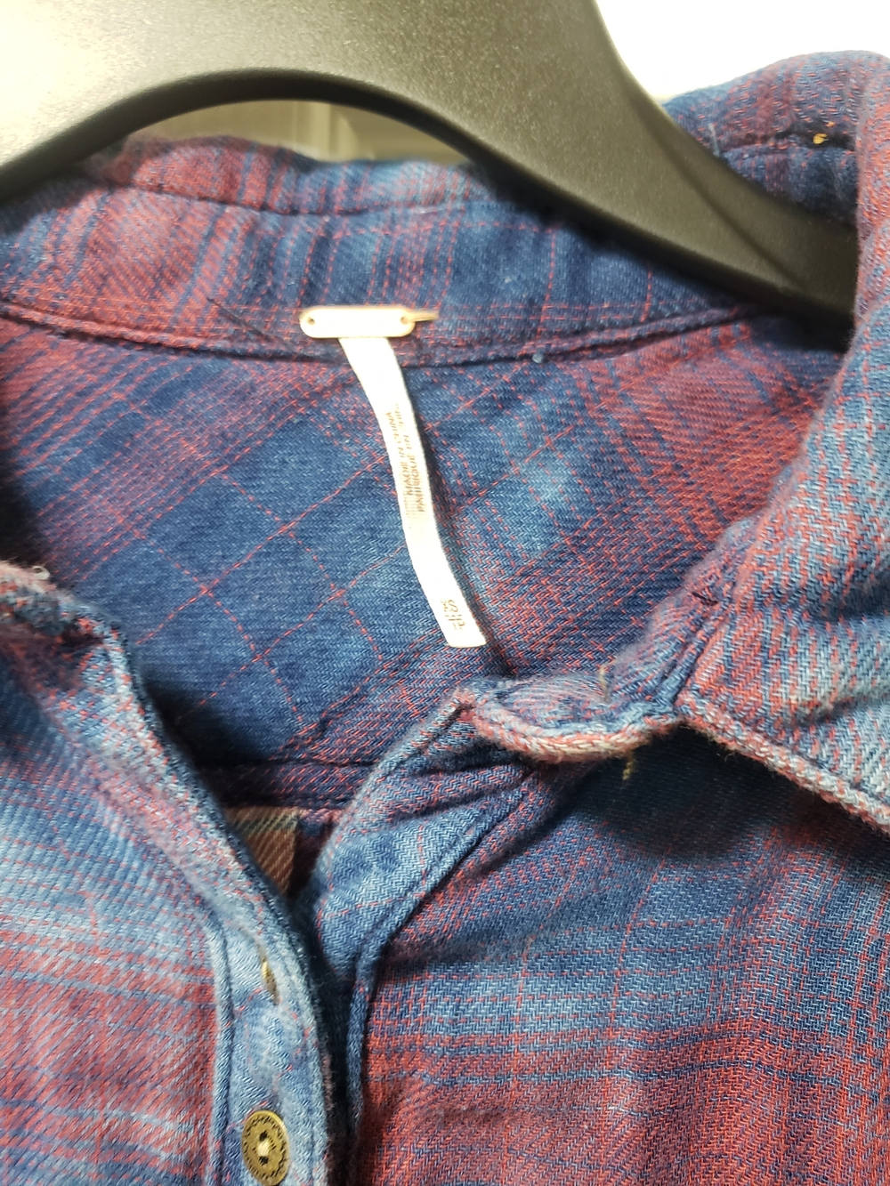 Free People Blue and Red Plaid Button-Down Shirt - Picture 3 of 4
